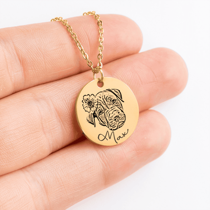 Pete Pup Portrait Personalized Necklace